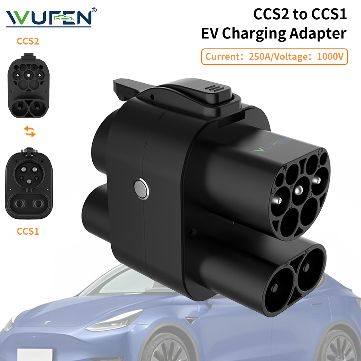 Ccs2 To Ccs1 Fast Charge Adapter 250Kw - Wufen ccs2 para ccs1 adaptador ac