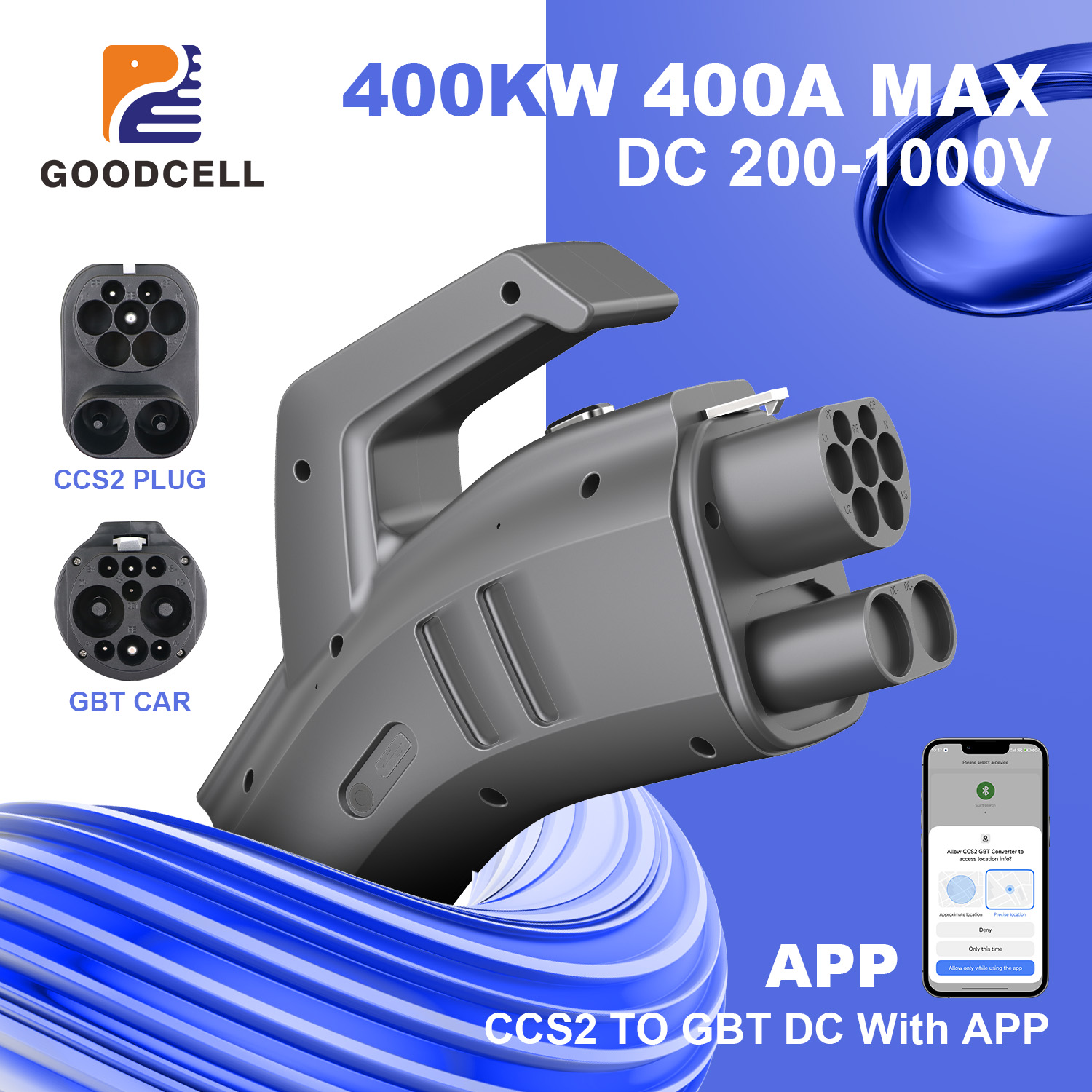 Gb/T To Ccs2 200A Fast Charging Adapter - Adaptador de carregador GOODCELL CCS2 para