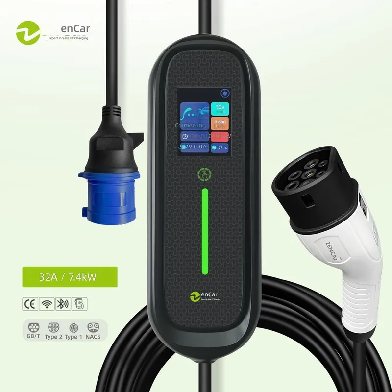 Carregador Portátil EV de 7kW  - Portable Ev Charger 32A Type 2 Cee Plug avaliação e preço