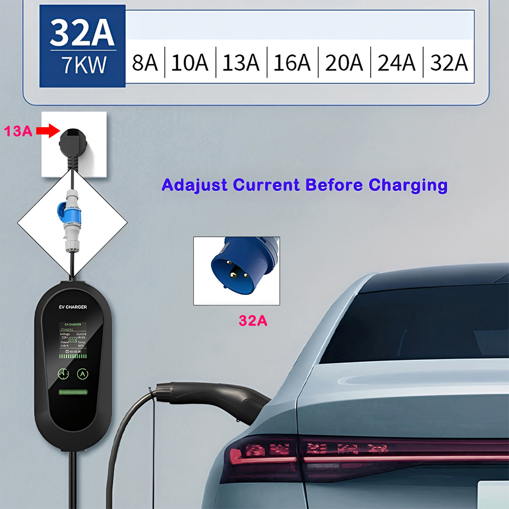 Type2 carregador ev portátil 7 - Portable Ev Charger 32A Type 2 Cee Plug avaliação e preço